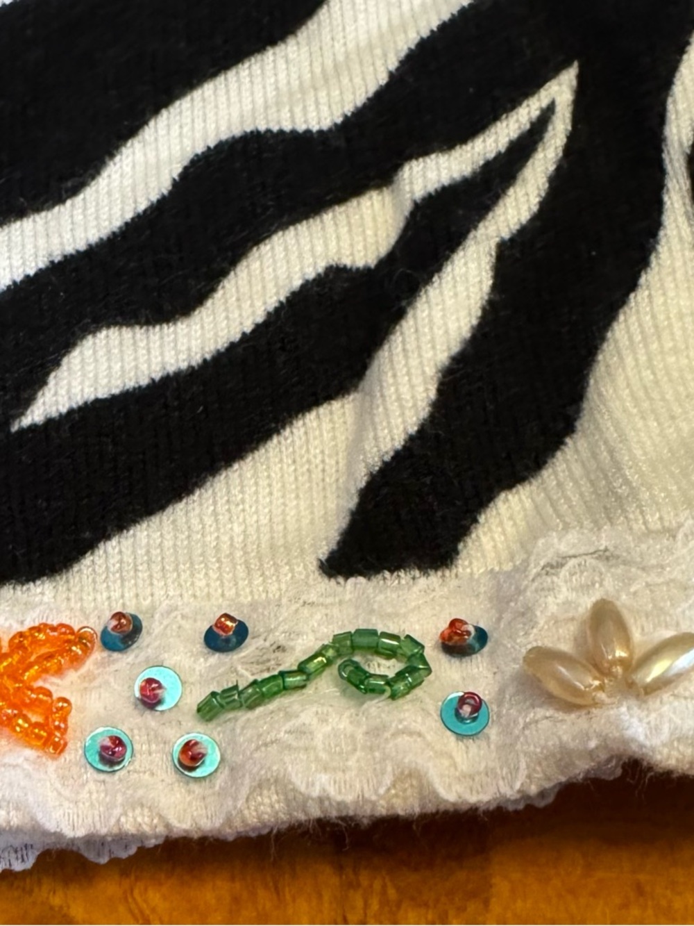 Women's Black & White Zebra Floral Embroidered Cardigan - Picture 9 of 10